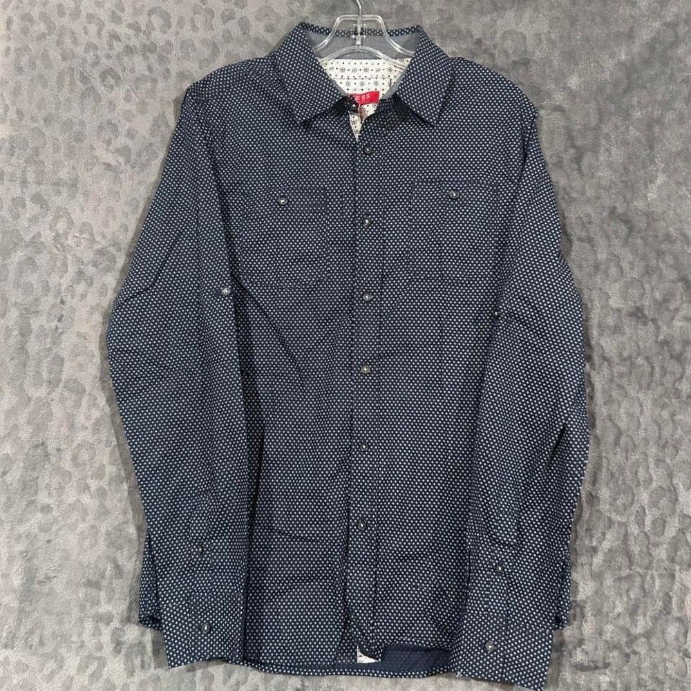 Guess black & white polka dot button up shirt men's Size M new with tags